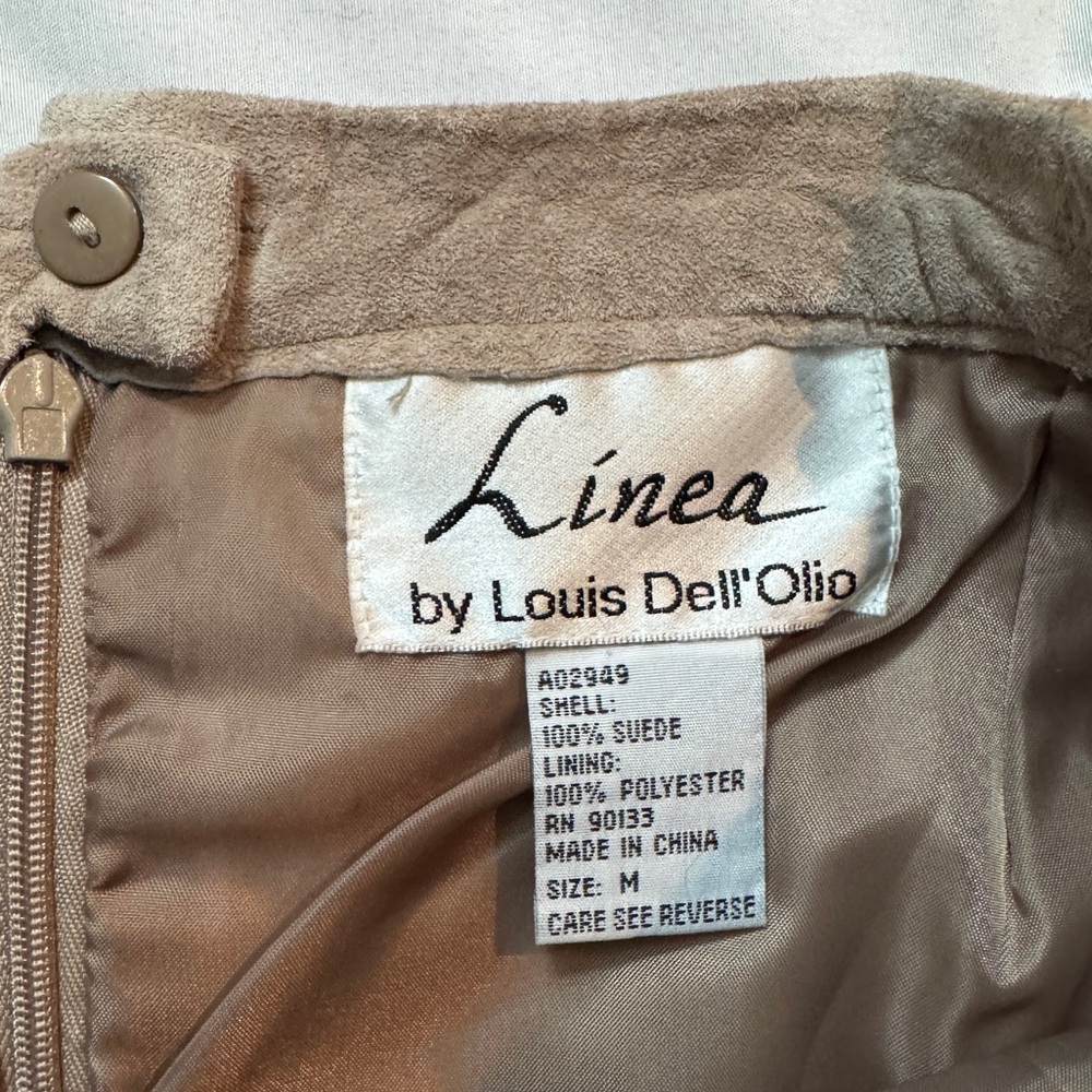 Vintage 90s Tan Genuine Suede Jacket Skirt Set w Floral Embroidery Boho Indie - Picture 10 of 15
